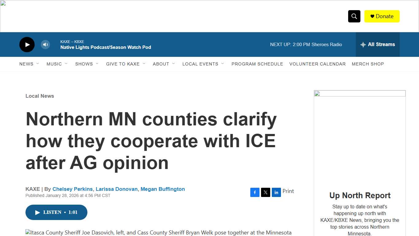 Northern MN counties clarify how they cooperate with ICE after AG opinion KAXE